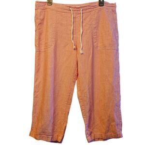 Da-sh linen blend striped pull on capri pants